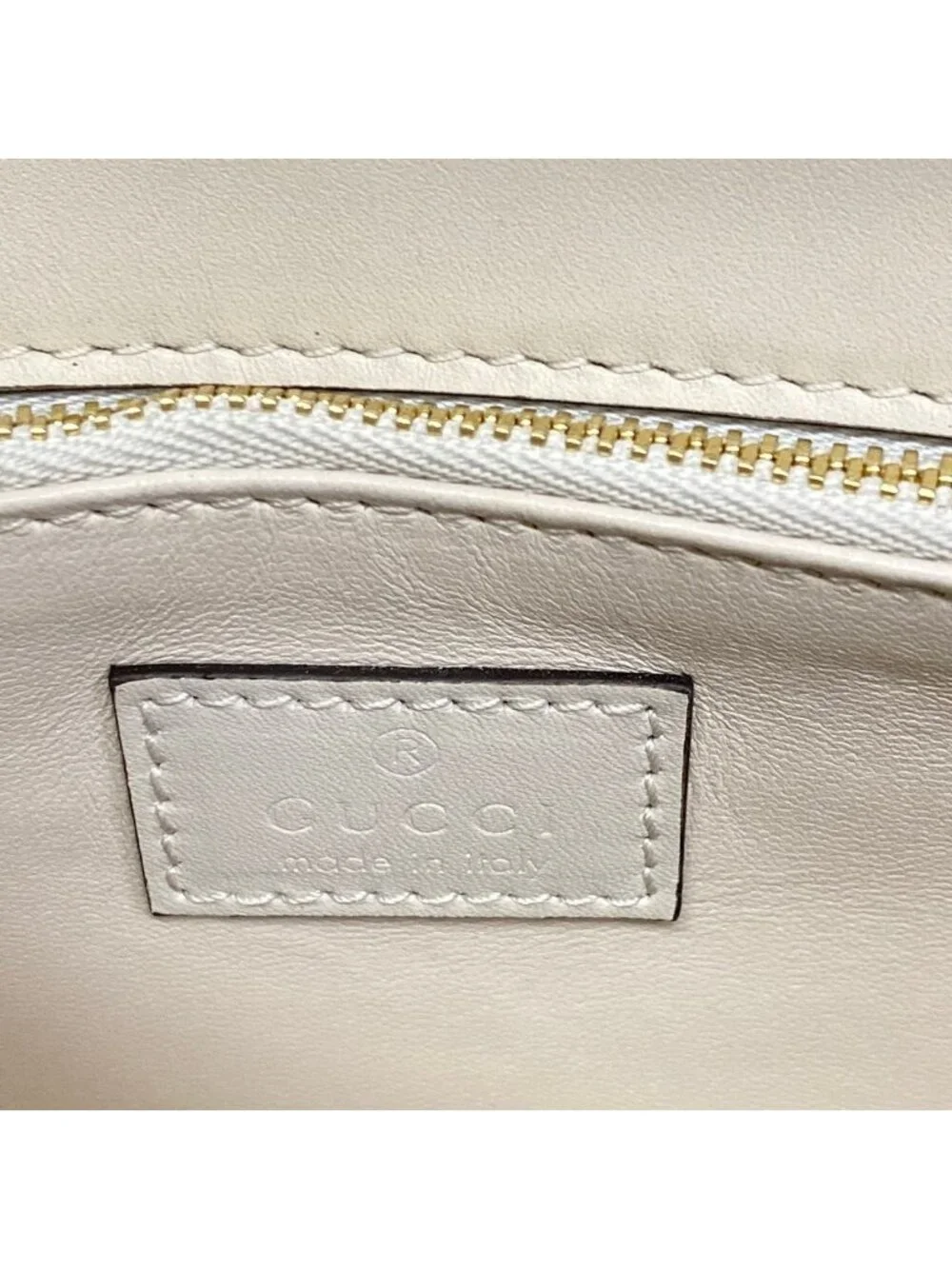 Gucci Shoulder Bag Deco Chain Ivory Leather